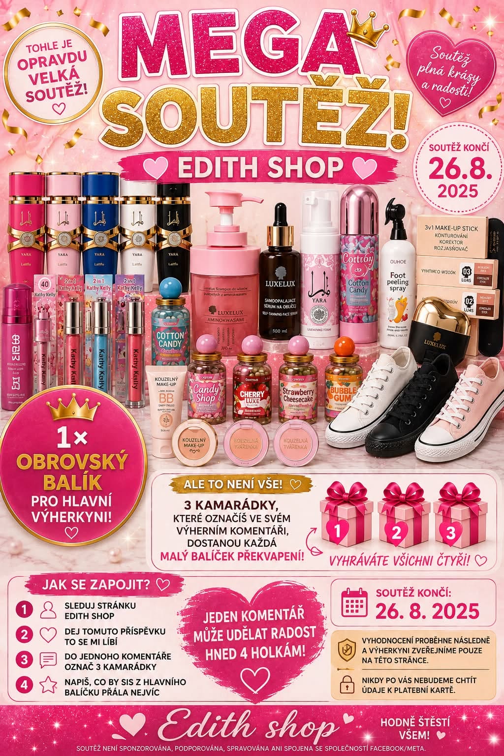 Mega soutěž Edith Shop o balík kosmetiky a parfémů