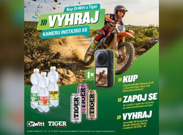 SOUTĚŽ DrWitt a Tiger: vyhrajte kameru Insta360 X6 (1 výherce)