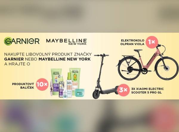 SOUTĚŽ Garnier & Maybelline: vyhrajte elektrokolo nebo koloběžku Xiaomi (14 výherců)