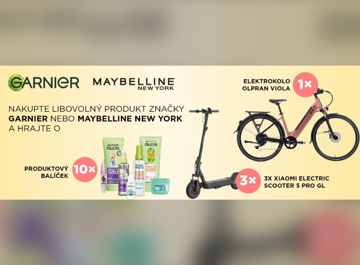 SOUTĚŽ Garnier & Maybelline: vyhrajte elektrokolo nebo koloběžku Xiaomi (14 výherců)