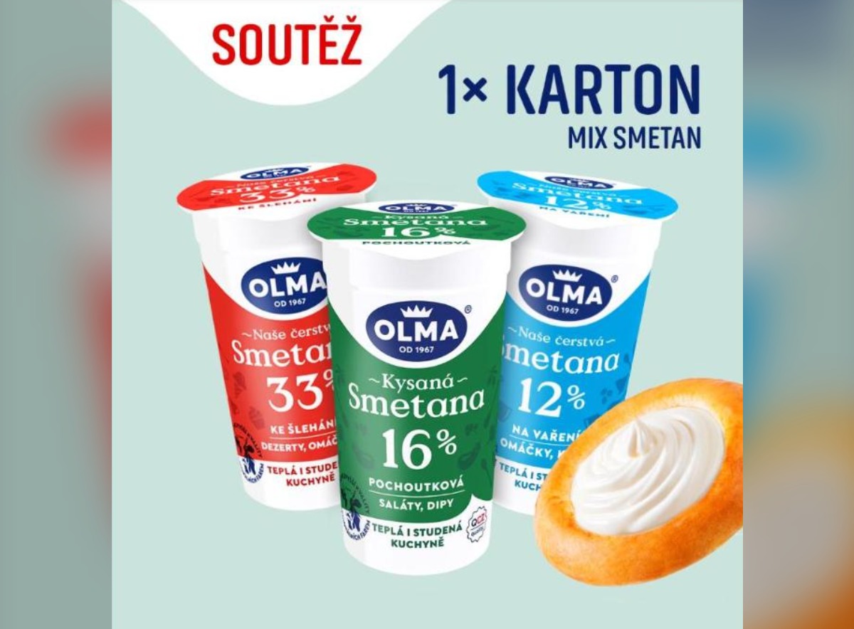 SOUTĚŽ OLMA: vyhrajte karton smetan OLMA (1 výherce)