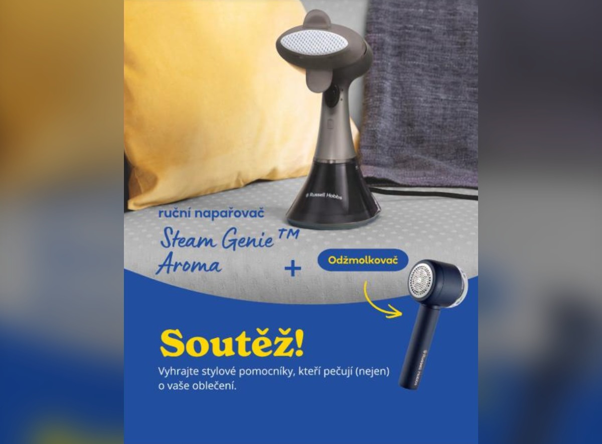 SOUTĚŽ Russell Hobbs: vyhrajte ruční napařovač Steam Genie Aroma a odžmolkovač