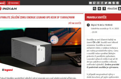Vyhrajte záložní zdroj energie LEGRAND UPS Keor SP 1500VA/900W